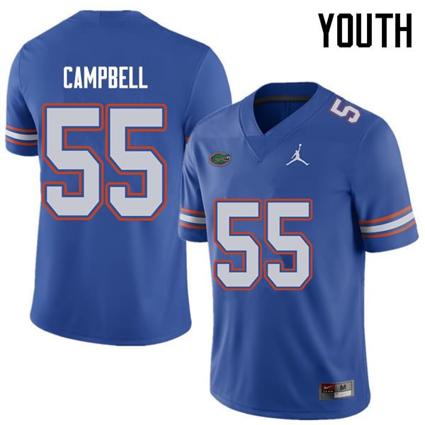NCAA Florida Gators Kyree Campbell Youth #55 Jordan Brand Royal Stitched Authentic College Football Jersey NBY5164ZG